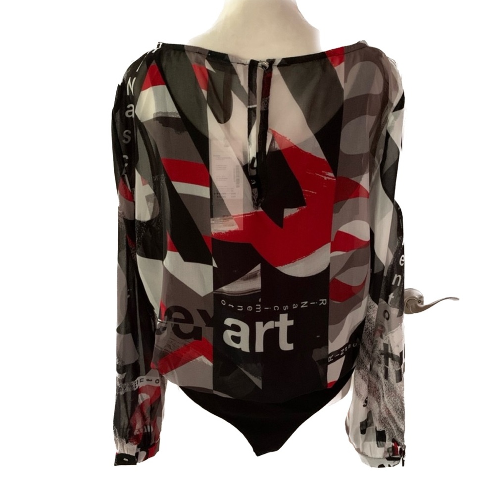 RINASCIMENTO Bodysuit with silky artistic print blouse - Picture 2 of 16